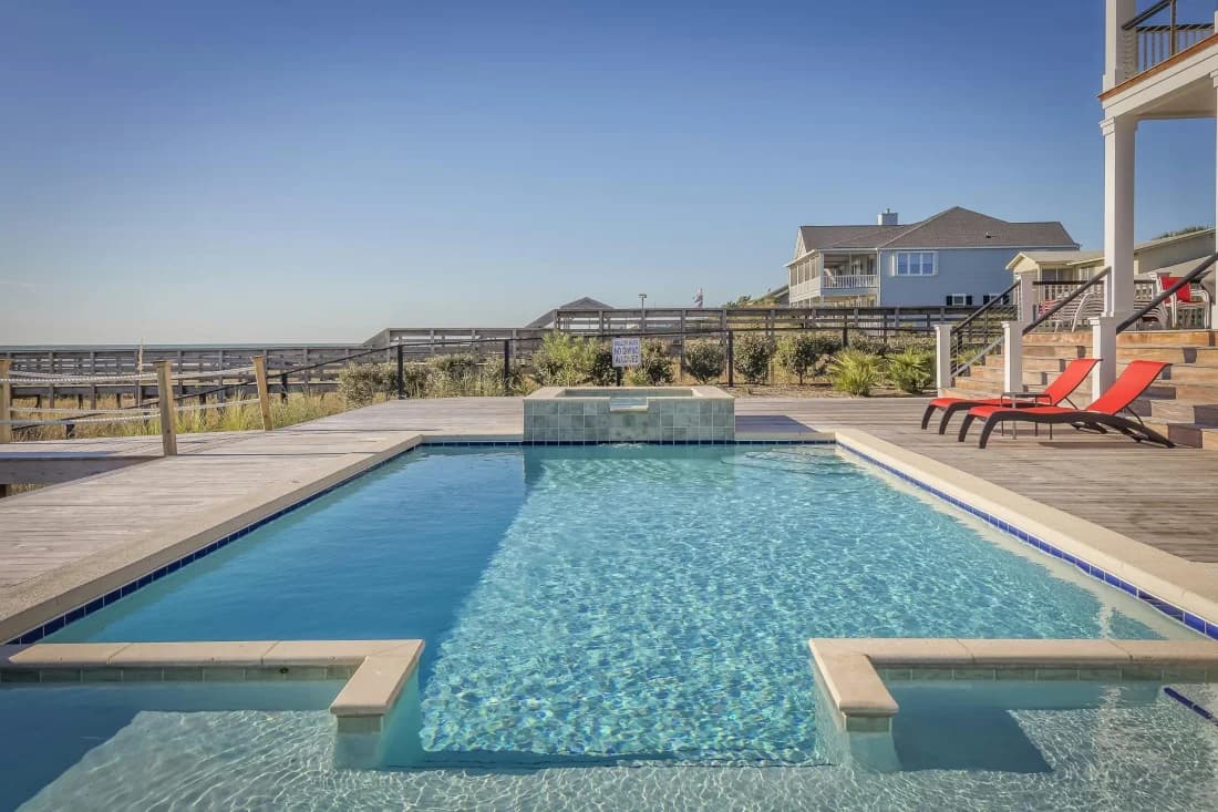 Beautiful pool with waterfall feature